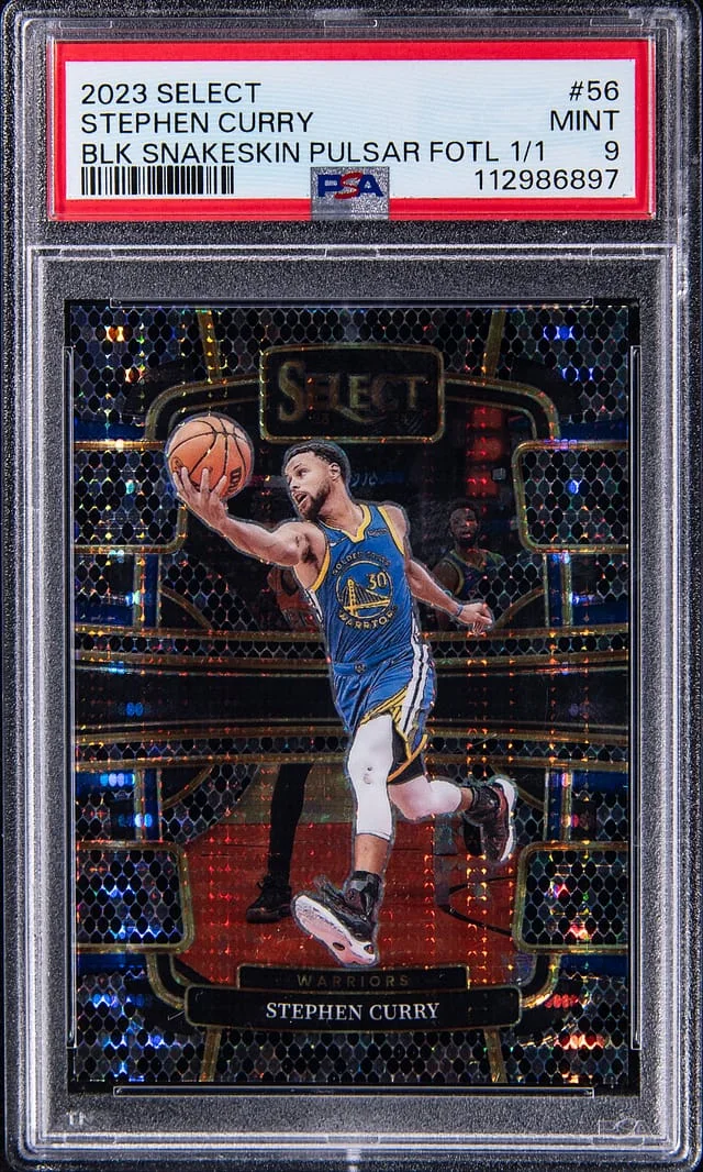 2023-24 Panini Select Stephen Curry Gold Disco Prizm #56 card image