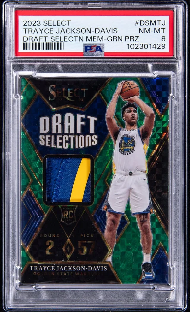 2023-24 Panini Select Trayce Jackson-Davis Draft Selection Memorabilia Green Prizm #DSM-TJ card image
