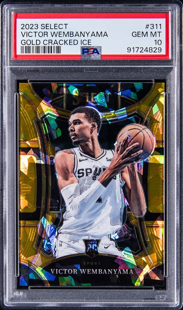 2023-24 Panini Select Victor Wembanyama Gold Cracked Ice Prizm #311 card image
