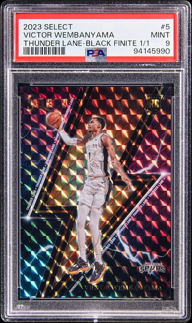2023-24 Panini Select Victor Wembanyama Thunder Lane Black Finite Prizm #5 card image