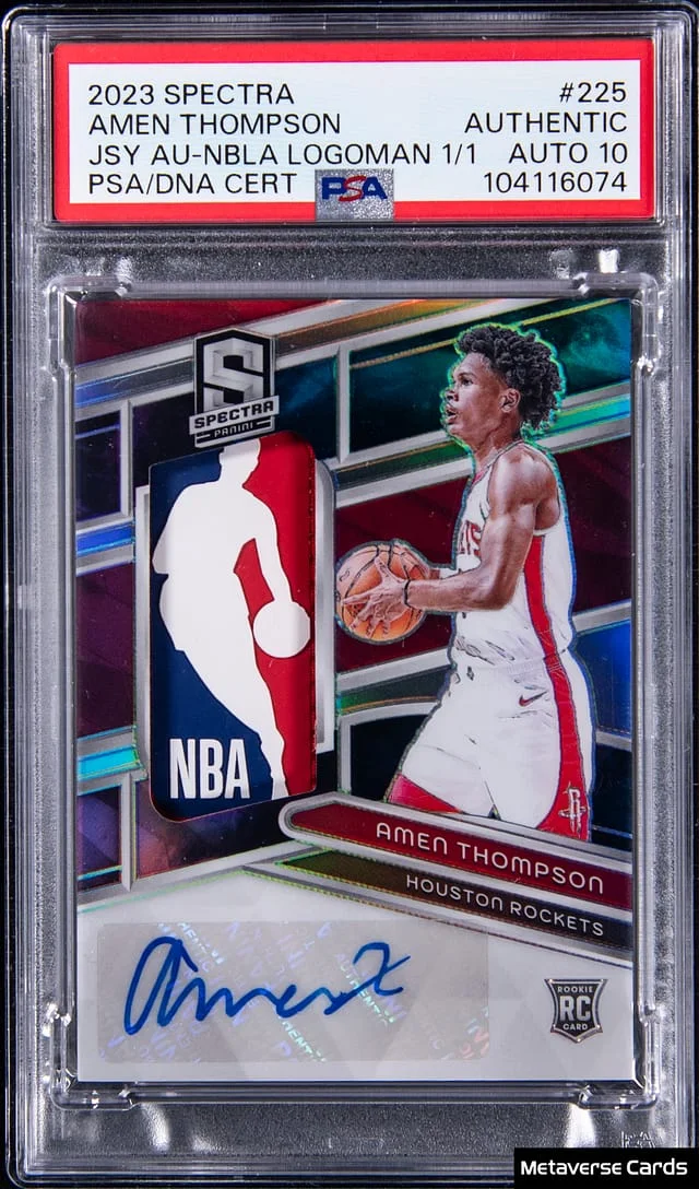 2023-24 Panini Spectra Amen Thompson Jersey Autograph Nebula Logoman #225 card image