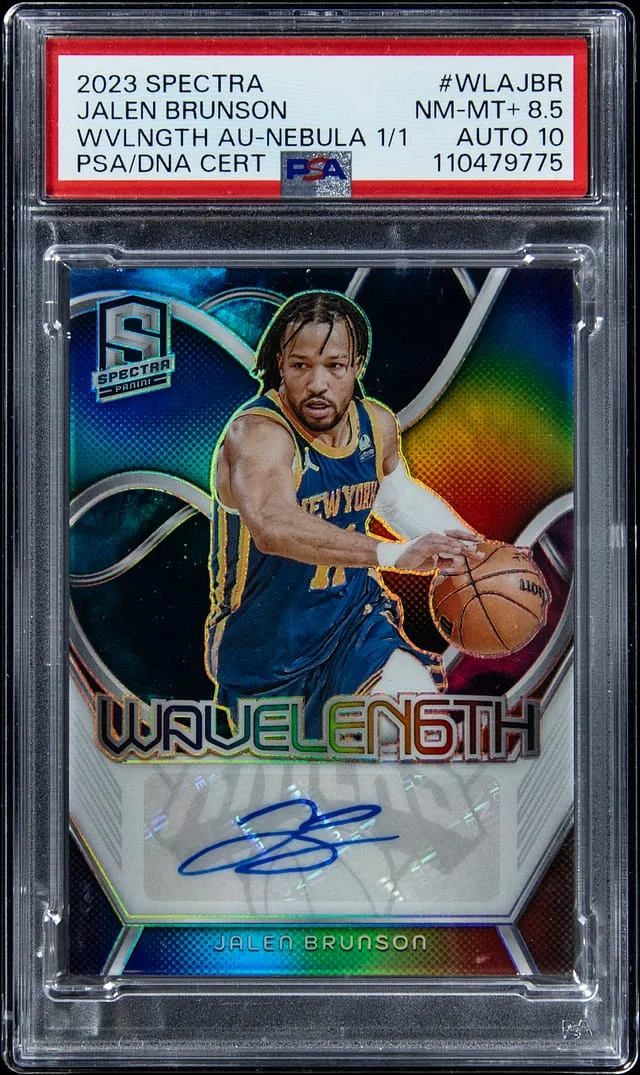 2023-24 Panini Spectra Jalen Brunson Wavelength Autograph Nebula #WLA-JBR card image