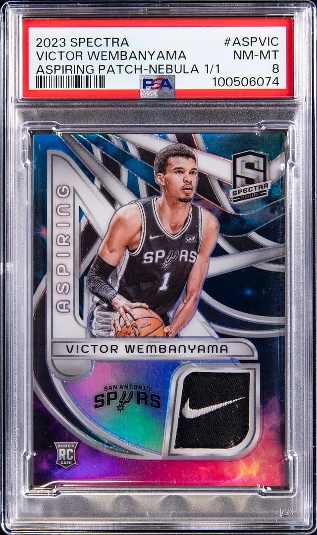 2023-24 Panini Spectra Victor Wembanyama Aspiring Patch Nebula #ASP-VIC card image