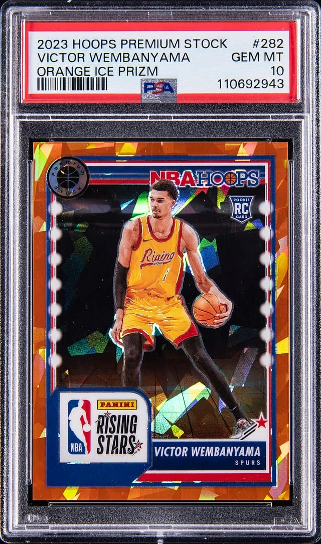 2023-24 Panini Victor Wembanyama NBA Hoops Premium Stock Orange Ice Prizm #282 card image