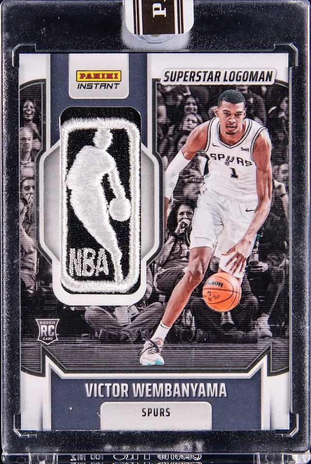 2023-24 Panini Victor Wembanyama Patch - Jersey Number - Panini Encased Instant Superstar Logoman #SLM-5 card image