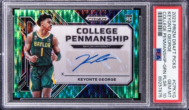 2023-24 Prizm Keyonte George Draft Picks College Penmanship Green Pulsar #CP-KYG card image