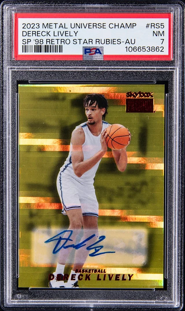 2023-24 SkyBox Metal Universe Champions Dereck Lively SP 1998 Retro Star Rubies Autograph #RS-5 card image