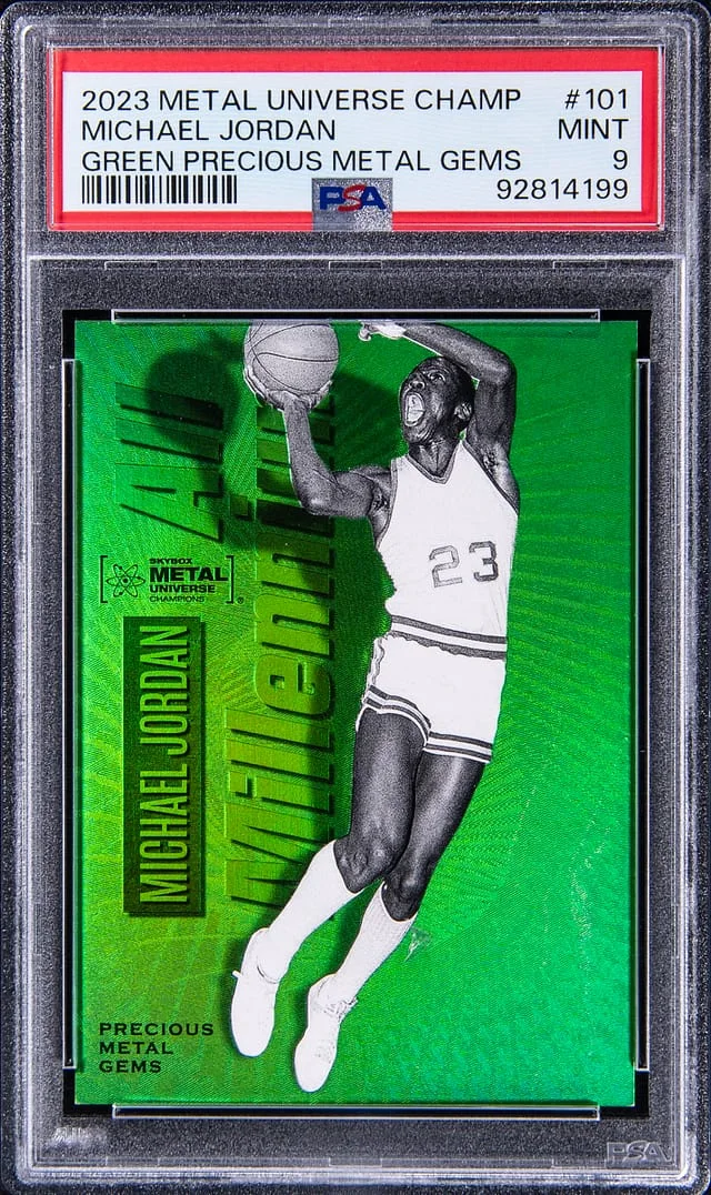 2023-24 SkyBox Metal Universe Champions Michael Jordan Precious Metal Gems (PMG) Green #101 card image