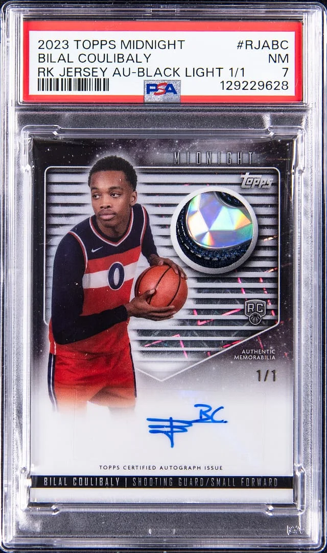 2023-24 Topps Bilal Coulibaly Midnight Jersey Autograph Black Light #RJA-BC card image