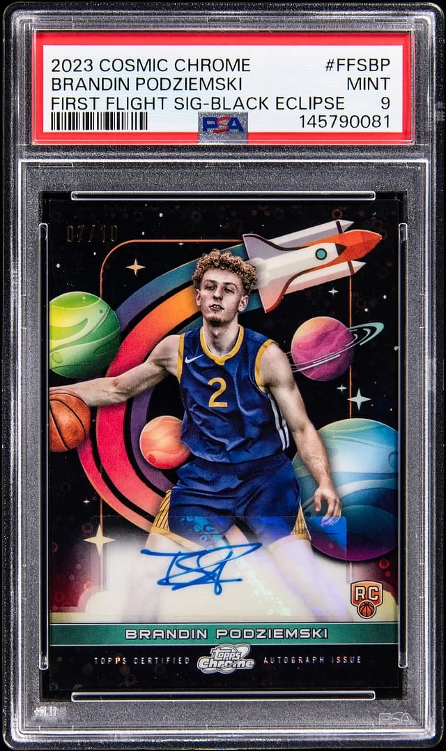 2023-24 Topps Brandin Podziemski Cosmic Chrome First Flight Signature Black Eclipse #FFS-BP card image