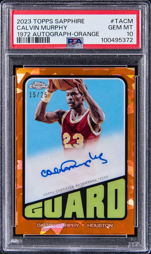 2023-24 Topps Calvin Murphy Sapphire 1972 Autograph Orange #TACM card image