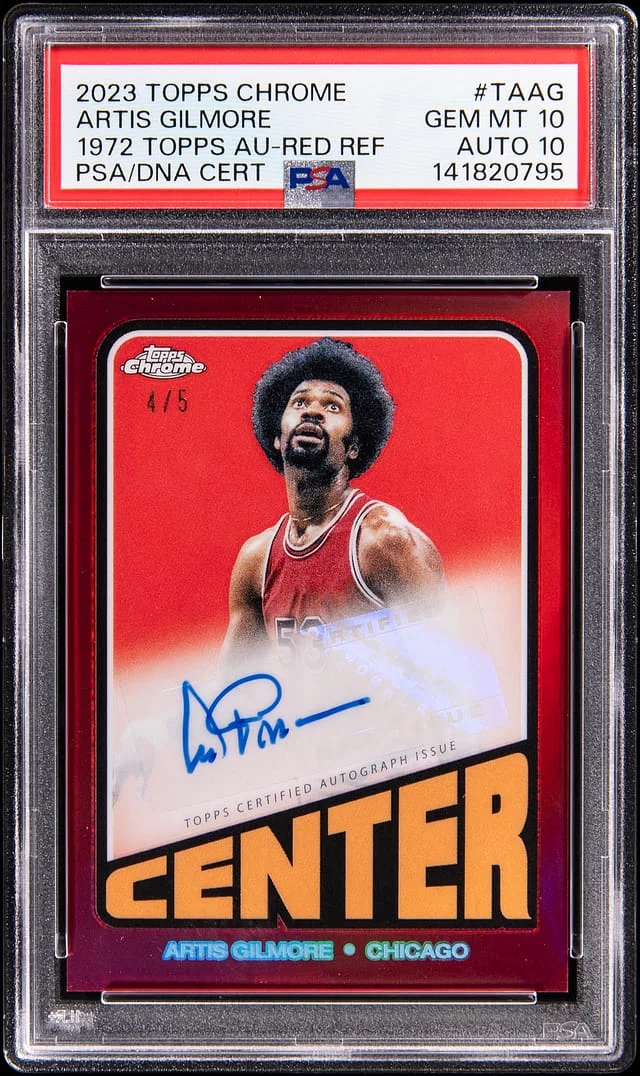 2023-24 Topps Chrome Artis Gilmore 1972 Topps Autograph Red Refractor #TA-AG card image