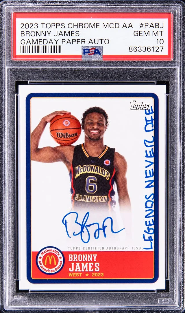 2023-24 Topps Chrome Bronny James McDonald's All-American Gameday Paper Autographs #PA-BJ card image