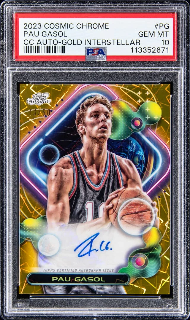 2023-24 Topps Chrome Cosmic Pau Gasol Chrome Autograph Gold Interstellar #CCAV-PG card image