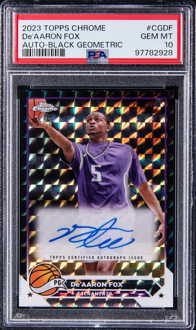 2023-24 Topps Chrome De'Aaron Fox Autographs Black Geometric Refractor #CG-DF card image