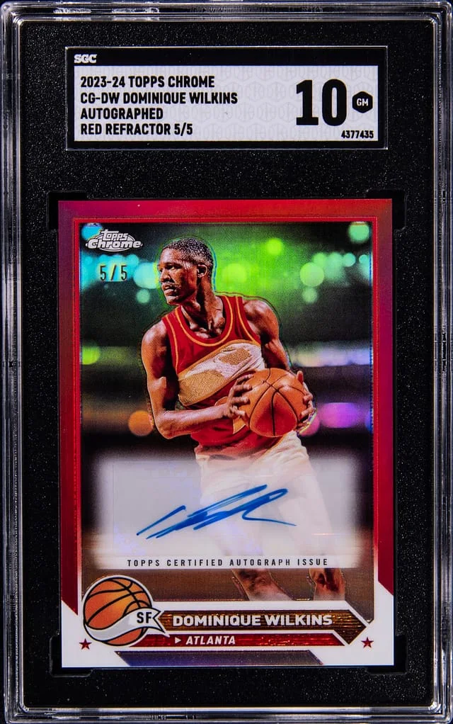 2023-24 Topps Chrome Dominique Wilkins Autographed Red Refractor #CG-DW card image
