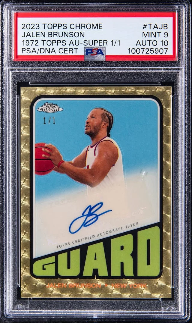 2023-24 Topps Chrome Jalen Brunson 1972 Topps Autograph SuperFractor #TAJB card image