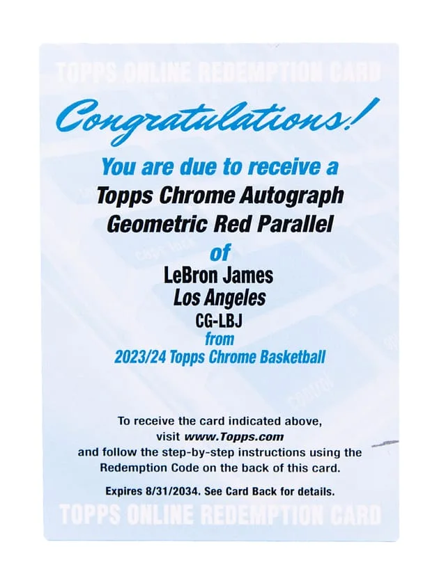 2023-24 Topps Chrome LeBron James Autographs Red Geometric Refractor #CG-LBJ card image