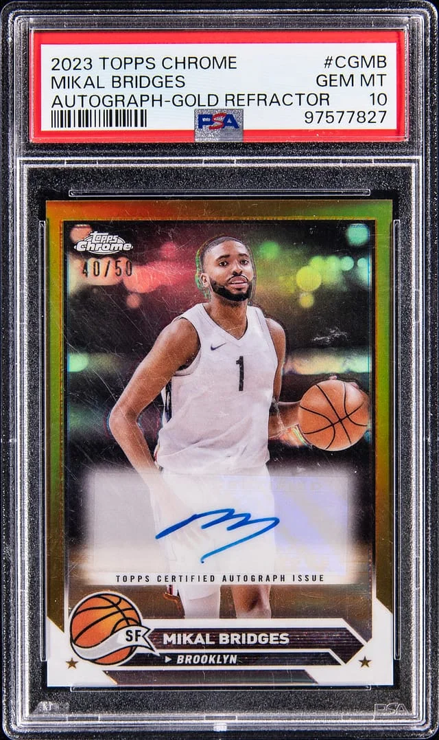 2023-24 Topps Chrome Mikal Bridges Autograph Gold Refractor #CG-MB card image