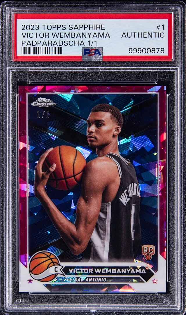 2023-24 Topps Chrome Sapphire Edition Victor Wembanyama Padparadscha Refractor #1 card image