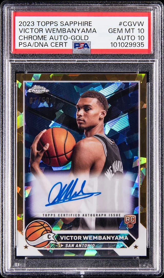 2023-24 Topps Chrome Sapphire Edition Victor Wembanyama Chrome Autographs Orange #CG-VW card image