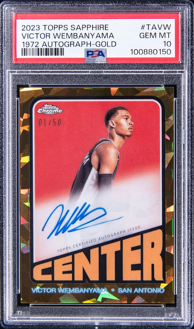 2023-24 Topps Chrome Sapphire Edition Victor Wembanyama 72 Autograph Gold #TA-VW card image