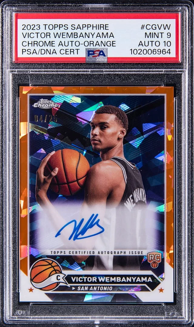 2023-24 Topps Chrome Sapphire Victor Wembanyama Autographed Orange Refractor #CG-VW card image