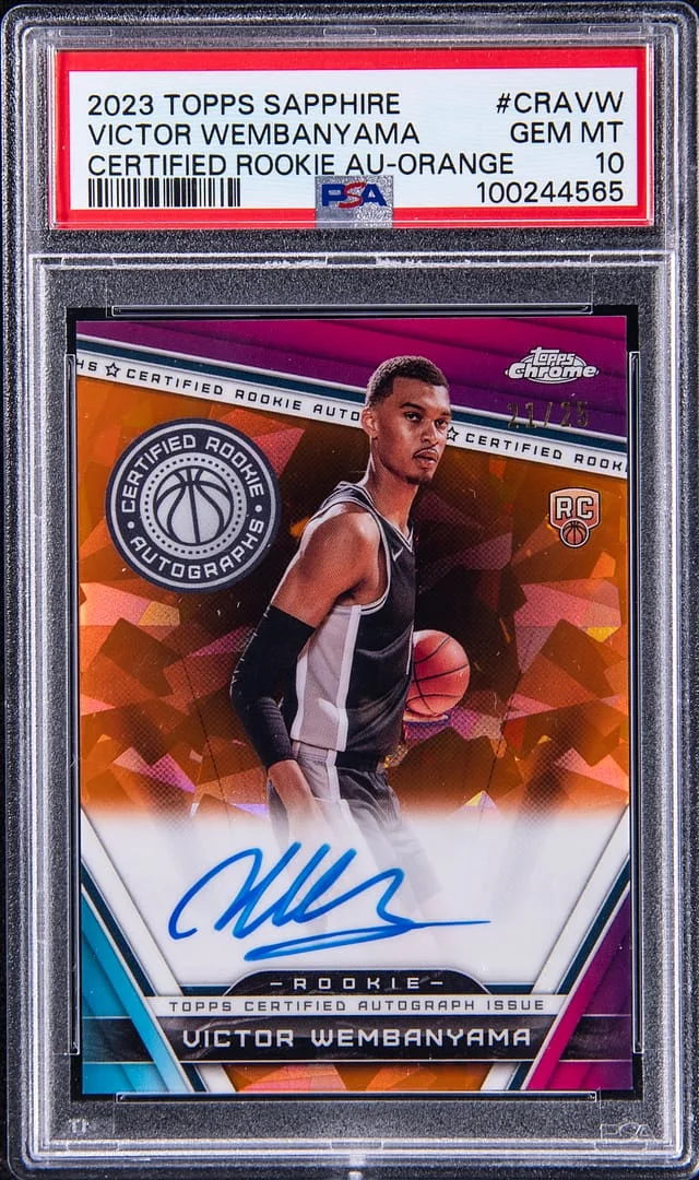 2023-24 Topps Chrome Sapphire Victor Wembanyama Editions Certified Autographs Orange Refractor #CRA-VW card image