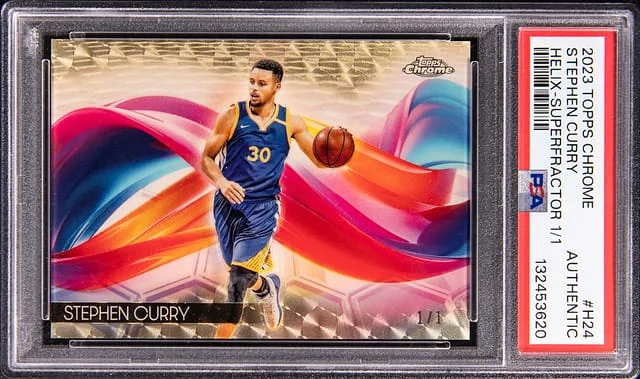 2023-24 Topps Chrome Stephen Curry Helix Superfractor #H-24 card image