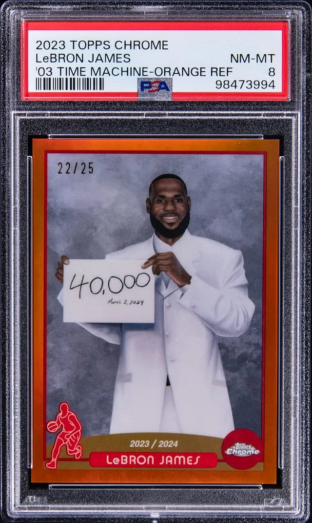 2023-24 Topps Chrome Time Machine Orange Refractor LeBron James #2003 card image