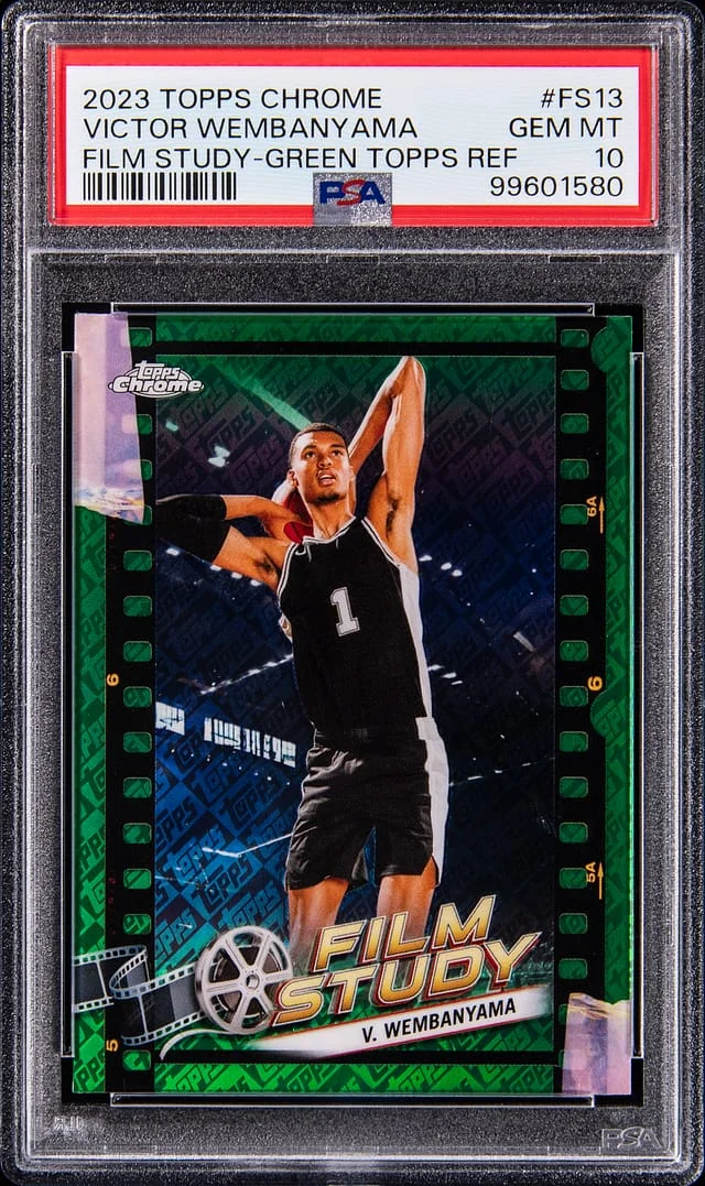 2023-24 Topps Chrome Victor Wembanyama Film Study Blue Basketball Refractor #FS-13 card image