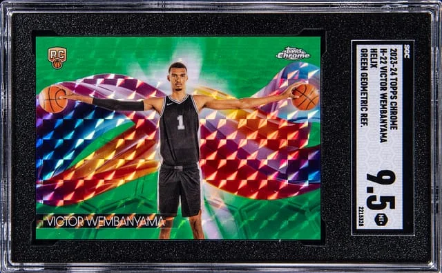 2023-24 Topps Chrome Victor Wembanyama Helix Green Geometric Refractor #H-22 card image
