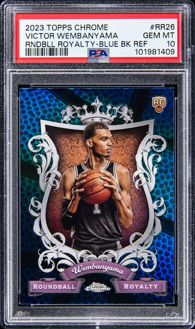 2023-24 Topps Chrome Victor Wembanyama Roundball Royalty Blue Basketball Refractor #RR26 card image