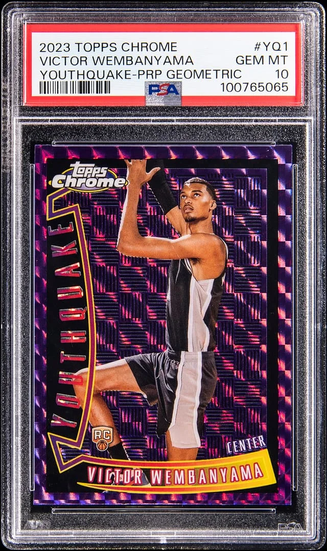 2023-24 Topps Chrome Victor Wembanyama Youthquake Purple Geometric Refractor #YQ-1 card image