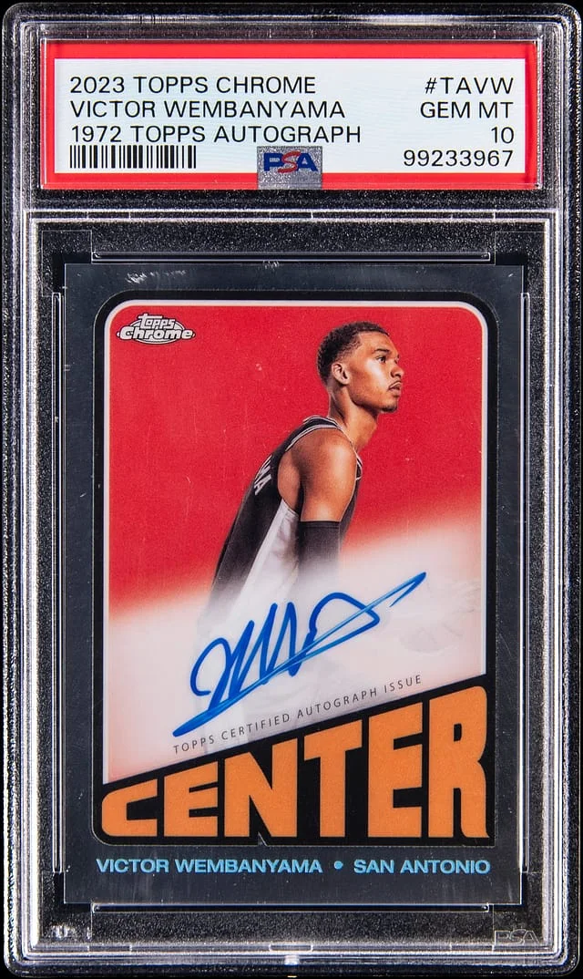 2023-24 Topps Chrome Victory Wembanyama 1972 Topps Autograph #TA-VW card image