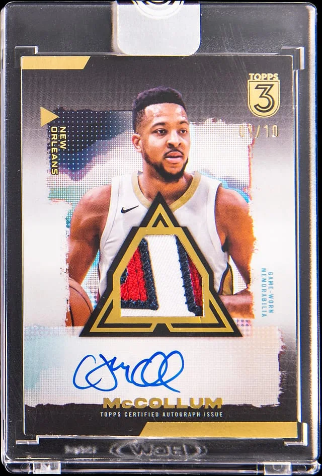 2023-24 Topps CJ McCollum 3 Relics Autographs Prime #RP-CM card image