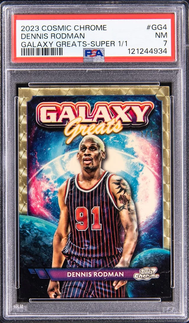 2023-24 Topps Dennis Rodman Cosmic Chrome Galaxy Greats Superfractor #GG4 card image