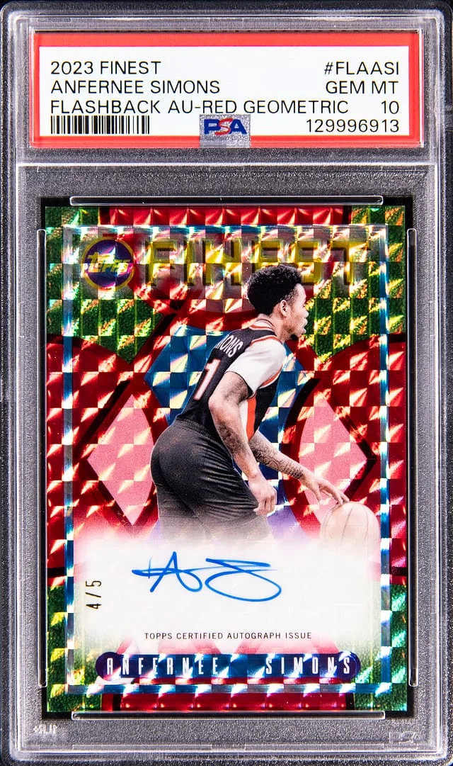 2023-24 Topps Finest Anfernee Simons Flashback Autographs Red Geometric #FLA-ASI card image