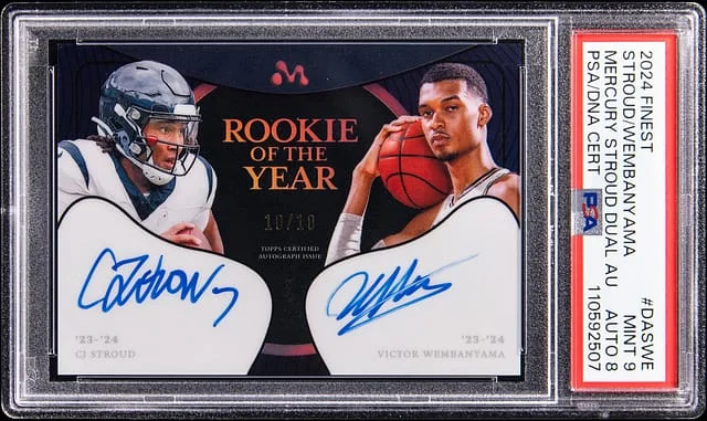 2023-24 Topps Finest C.J. Stroud/Victor Wembanyama Multi-Signed Mercury Stroud Dual Autographs #DA-SWE card image