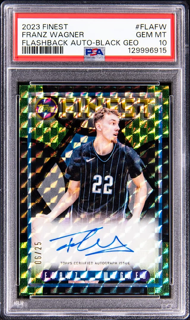 2023-24 Topps Finest Franz Wagner Flashback Autographs Black Geometric #FLA-FW card image