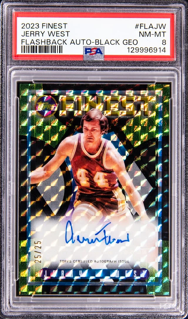 2023-24 Topps Finest Jerry West Flashback Autographs Black Geometric #FLA-JW card image