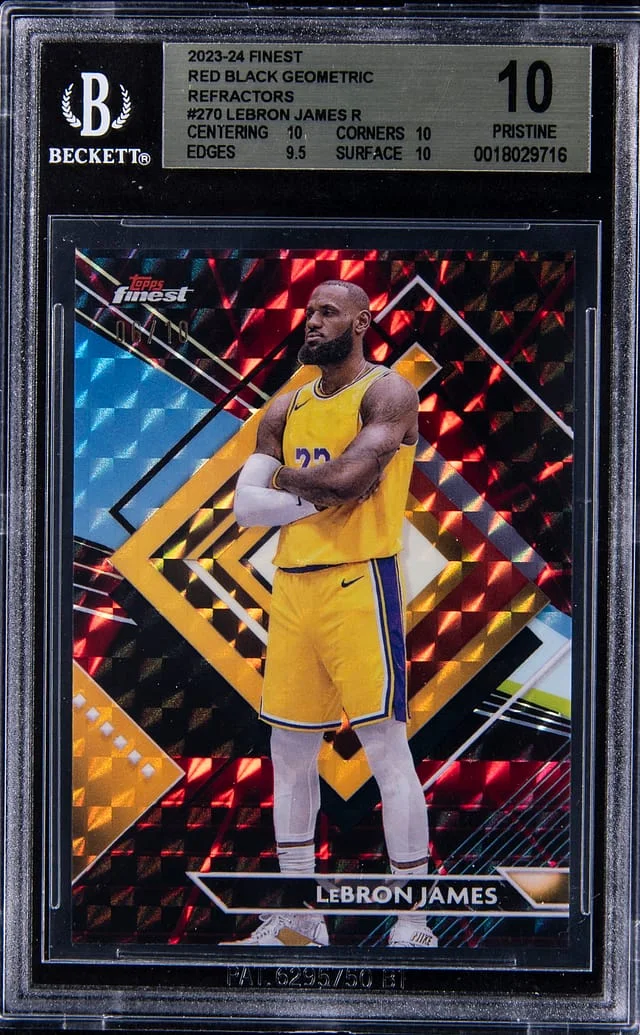 2023-24 Topps Finest LeBron James Red Black Geometric Refractor, Rare #270 card image