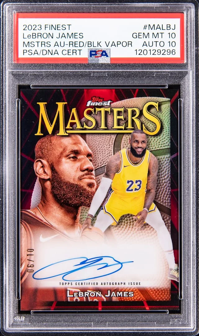 2023-24 Topps Finest LeBron James Masters Autograph Red/Black Vapor #MA-LBJ card image