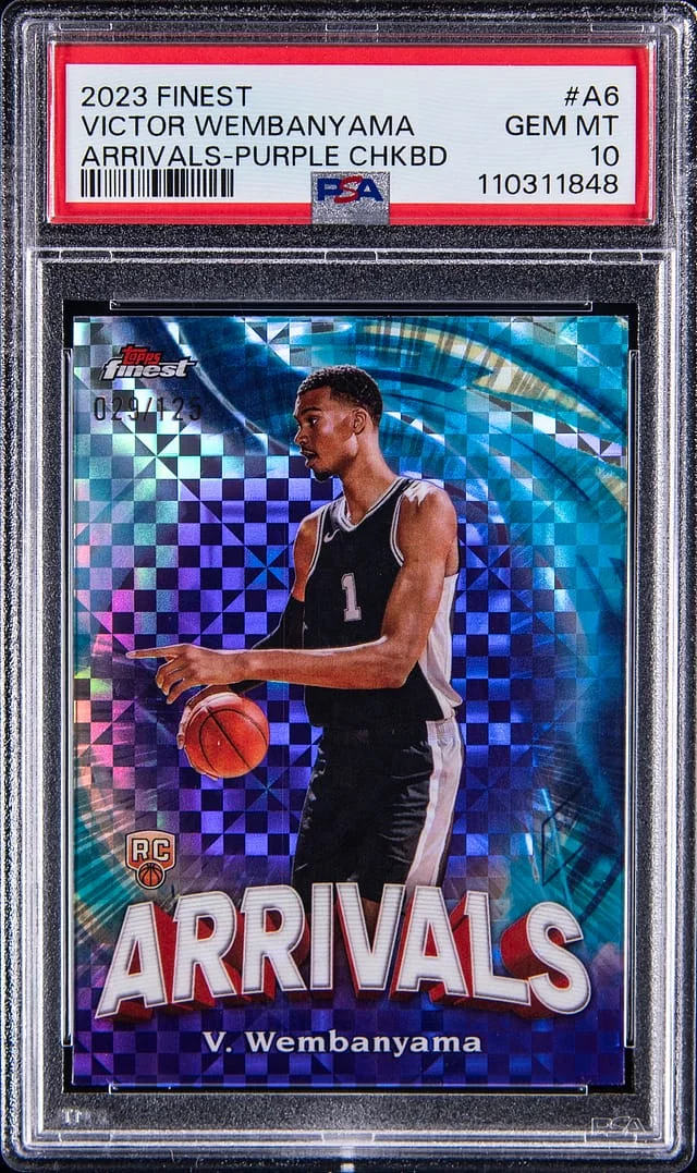 2023-24 Topps Finest Victor Wembanyama Arrivals Purple Checkerboard #A-6 card image