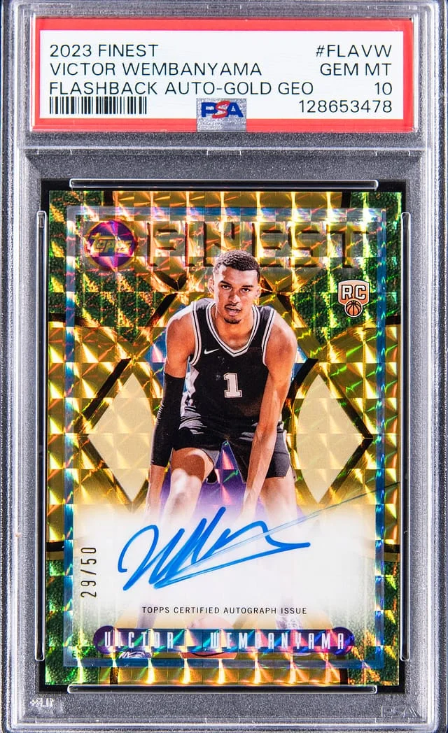 2023-24 Topps Finest Victor Wembanyama Flashback Autograph Gold Geometric #FLA-VW card image