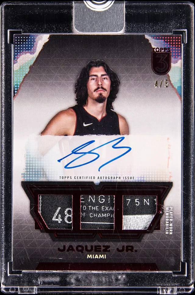 2023-24 Topps Jaime Jaquez Jr. 3 Triple Relic Autographs Red #TRA-JJ card image