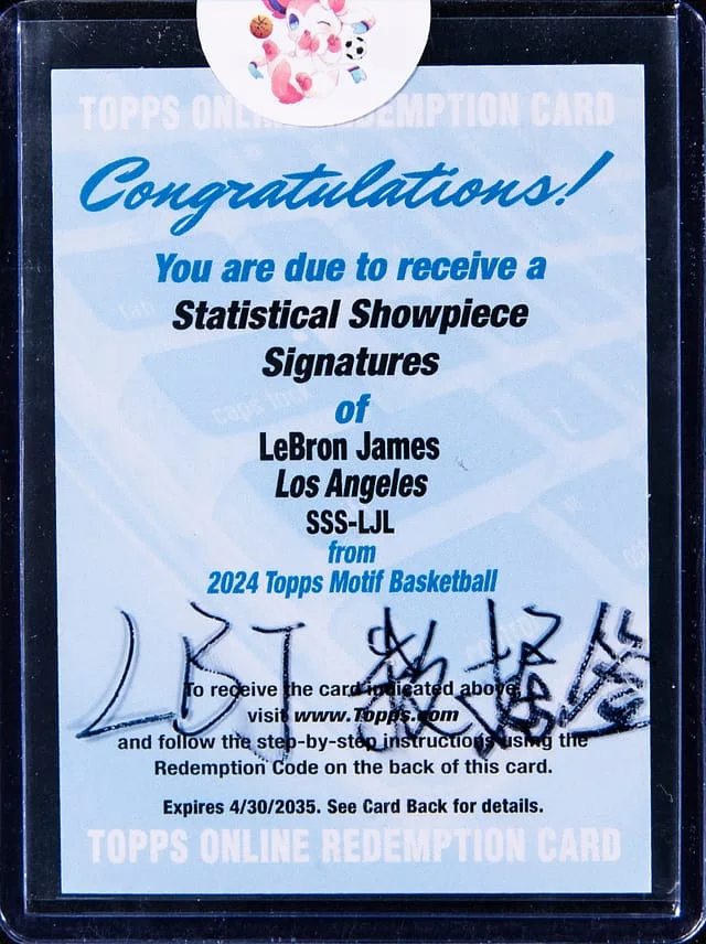 2023-24 Topps LeBron James Motif Statistical Showpiece Signatures #SSS-LJL card image