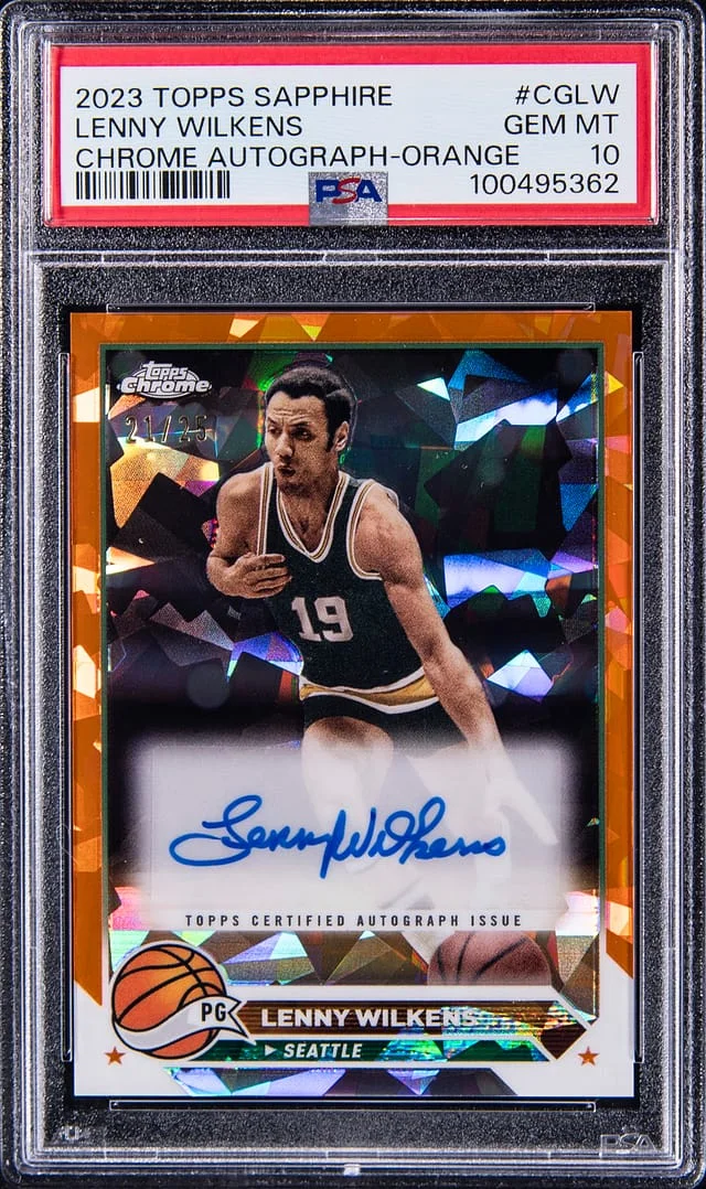 2023-24 Topps Lenny Wilkins Sapphire Chrome Autograph-Orange #CGLW card image