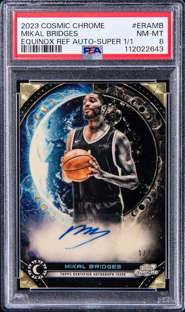 2023-24 Topps Mikal Bridges Cosmic Chrome Equinox Refractor Autograph Super #ERA-MB card image