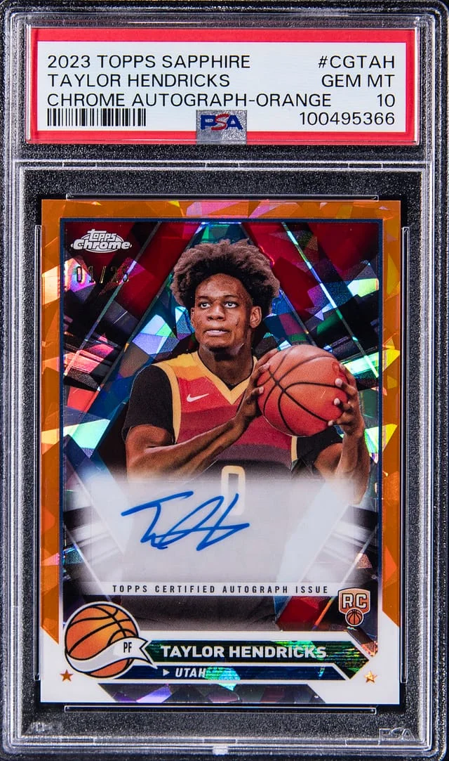2023-24 Topps Taylor Hendricks Sapphire Chrome Autograph-Orange #CGTAH card image